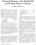 Personnel shortages in the health field and working patterns of women