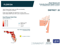 FL Congressional District 23 Heart Disease and Federally Qualified Health Centers Map 118th Congress
