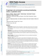 Progestogenonly contraceptive use among breastfeeding women a systematic review