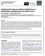 Psychosocial Risks and Ethical Implications of Technology Considerations for Decent Work