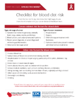 Checklist for blood clot risk