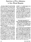Experience of first admissions to State mental hospitals