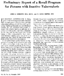 Preliminary report of a recall program for persons with inactive tuberculosis