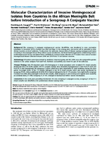 Molecular Characterization of Invasive Meningococcal Isolates from Countries in the African Meningitis Belt before Introduction of a Serogroup A Conjugate Vaccine
