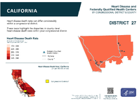 CA Congressional District 27 Heart Disease and Federally Qualified Health Centers Map 118th Congress