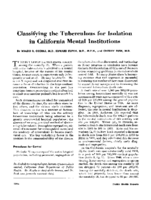 Classifying the tuberculous for isolation in California mental institutions