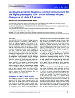 Continuing progress towards a unified nomenclature for the highly pathogenic H5N1 avian influenza viruses divergence of clade 22 viruses