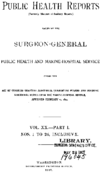 Public Health Reports  v XX Part I nos 1 to 26 inclusive  cover