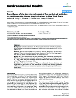Surveillance of the shortterm impact of fine particle air pollution on cardiovascular disease hospitalizations in New York State