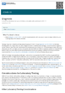 Clinical Considerations for Care of Children and Adults with Confirmed COVID19 Diagnosis