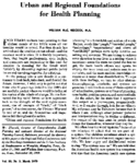 Urban And Regional Foundations For Health Planning