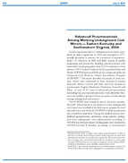 Advanced Pneumoconiosis Among Working Underground Coal Miners  Eastern Kentucky and Southwestern Virginia 2006