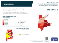 AL Congressional District 07 Heart Disease and Federally Qualified Health Centers Map 118th Congress