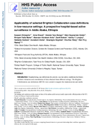 Applicability of selected Brighton Collaboration case definitions in lowresource settings A prospective hospitalbased active surveillance in Addis Ababa Ethiopia