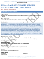 FEMALE AND CULTURALLY SPECIFIC NEGOTITATION INTERVENTION