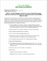 Interim laboratory biosafety guidelines for handling and processing specimens associated with Severe Acute Respiratory Syndrome SARS March 22 2003