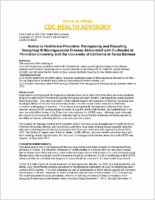 Notice to healthcare providers  Recognizing and reporting Serogroup B meningococcal disease associated with outbreaks at Princeton University and the University of California at Santa Barbara