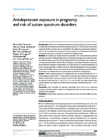 Antidepressant exposure in pregnancy and risk of autism spectrum disorders