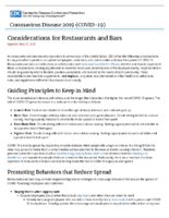 Considerations for restaurants and bars May 27 2020