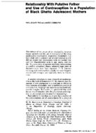 Relationship with putative father and use of contraception in a population of black ghetto adolescent mothers