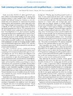 Safe Listening at Venues and Events with Amplified Music  United States 2022