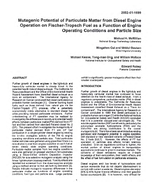 Mutagenic Potential of Particulate Matter from Diesel Engine Operation on FischerTropsch Fuel as a Function of Engine Operating Conditions and Particle Size
