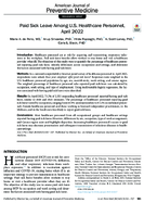Paid Sick Leave Among US Healthcare Personnel April 2022