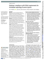 Employer Compliance with OSHA Requirements for Immediate Reporting of Severe Injuries