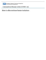 How to Discontinue Home Isolation May 22 2020