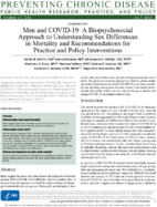 Men and COVID19 A Biopsychosocial Approach to Understanding Sex Differences in Mortality and Recommendations for Practice and Policy Interventions