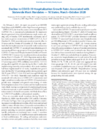 Decline in COVID19 Hospitalization Growth Rates Associated with Statewide Mask Mandates  10 States MarchOctober 2020