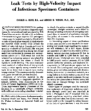 Lead Tests By HighVelocity Impact Of Infectious Specimen Containers