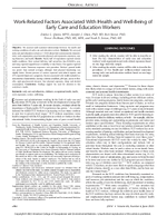 WorkRelated Factors Associated with Health and WellBeing of Early Care and Education Workers