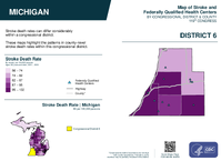 MI Congressional District 06 Stroke and Federally Qualified Health Centers Map 119th Congress
