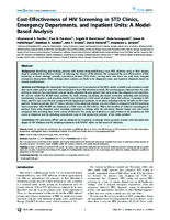 CostEffectiveness of HIV Screening in STD Clinics Emergency Departments and Inpatient Units A ModelBased Analysis