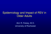 Epidemiology and impact of RSV in older adults