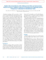 Updated Recommendations from the ACIP for Use of Hepatitis A Vaccine for Postexposure Prophylaxis and for Preexposure Prophylaxis for International Travel