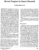 Recent progress in cancer research