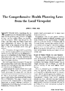 The Comprehensive Health Planning Laws From The Local Viewpoint