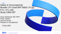 Safety  immunogenicity booster 3rd dose BNT162b2 10 g 5 to 12 y olds study C4591007