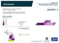 MI Congressional District 05 Stroke and Federally Qualified Health Centers Map 118th Congress
