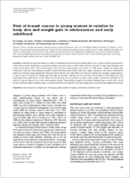 Risk of breast cancer in young women in relation to body size and weight gain in adolescence and early adulthood