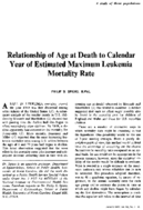 Relationship of age at death to calendar year of estimated maximum leukemia mortality rate