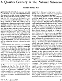 A quarter century in the natural sciences