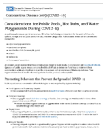 Considerations for Public Pools Hot Tubs and Water Playgrounds During COVID19 May 8 2020 May 8 2020