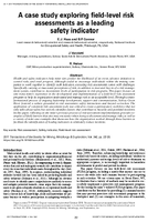 A Case Study Exploring Field Level Risk Assessments as a Leading Safety Indicator proceedings