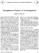 Occupational Factors In Carcinogenesis
