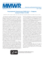 Presymptomatic Transmission of SARSCoV2  Singapore January 23March 16 2020