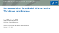 Recommendations for midadult HPV vaccination Work Group considerations