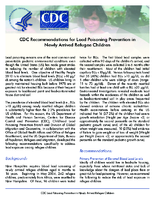 CDC recommendations for lead poisoning prevention in newly arrived refugee children